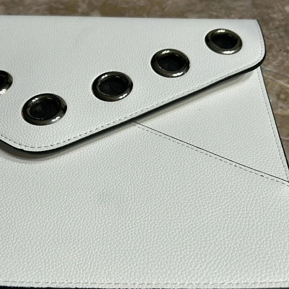 white slim purse wristlet ,grommets,envelope pouch wristlet , clutch, - Picture 16 of 17
